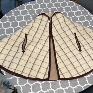 Vintage Cream Plaid Astro Wool Shawl Cape One Size Zipper Closure gossip girl
